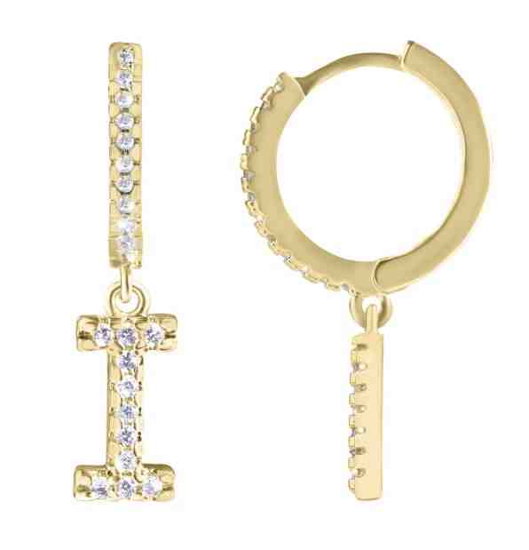 Troli Kruhová pozlacená single náušnice "I" se zirkony + 2 měsíce na vrácení zboží