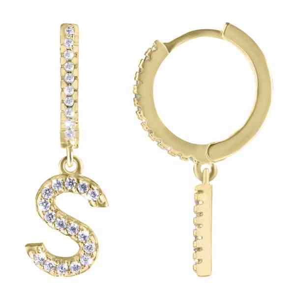 Troli Kruhová pozlacená single náušnice "S" se zirkony + 2 měsíce na vrácení zboží