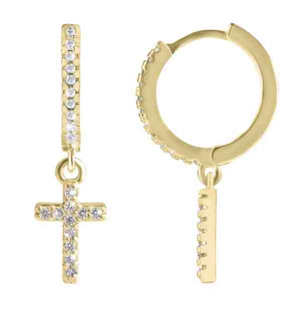 Troli Kruhová pozlacená single náušnice "T" se zirkony + 2 měsíce na vrácení zboží