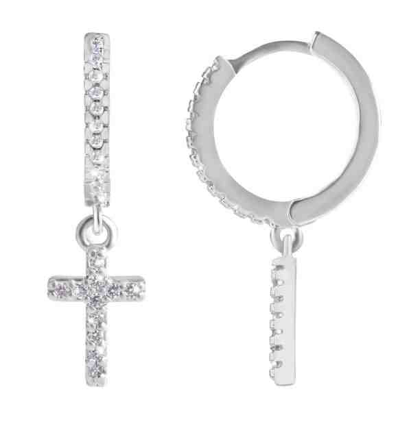 Troli Kruhová ocelová single náušnice "T" se zirkony + 2 měsíce na vrácení zboží