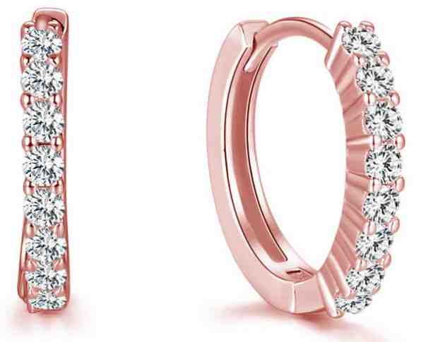 Beneto Pozlacené kruhové stříbrné náušnice AGU1152-ROSE + 2 měsíce na vrácení zboží