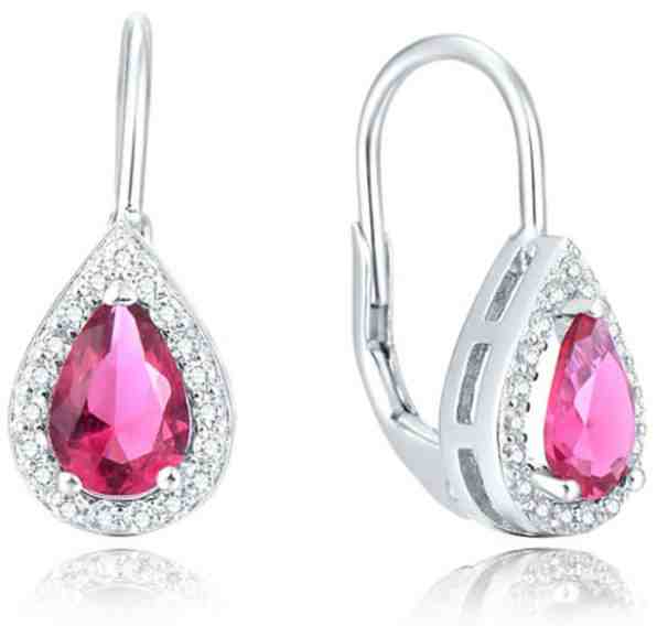 Beneto Stříbrné náušnice s růžovými zirkony AGUC2227 + 2 měsíce na vrácení zboží