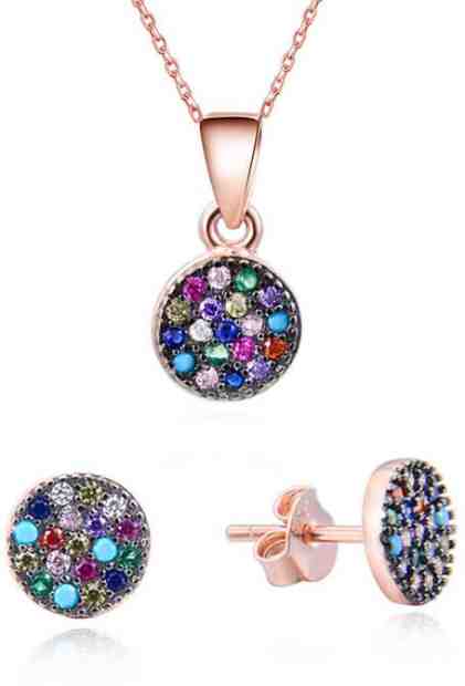 Beneto Hravá souprava šperků ze stříbra se zirkony AGSET284 (náhrdelník, náušnice) + 2 měsíce na vrácení zboží