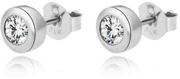 Beneto Něžné stříbrné náušnice pecky s čirými zirkony AGUP2259-W + 2 měsíce na vrácení zboží