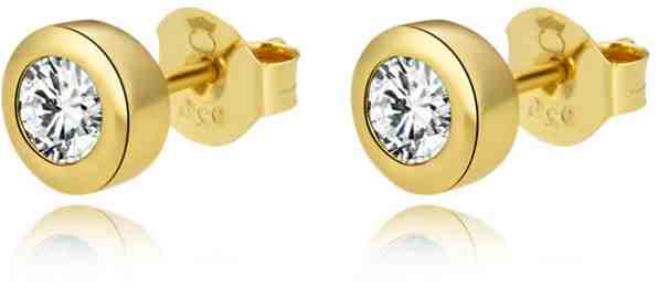 Beneto Pozlacené náušnice pecky ze stříbra s čirými zirkony AGUP2259-W-GOLD + 2 měsíce na vrácení zboží