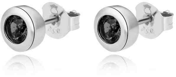 Beneto Něžné stříbrné náušnice pecky s černými zirkony AGUP2259-BLACK + 2 měsíce na vrácení zboží