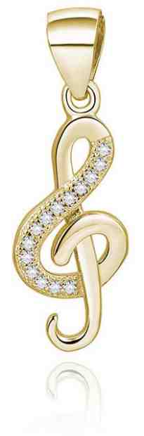 Beneto Pozlacený přívěsek se zirkony Houslový klíč AGH591-GOLD + 2 měsíce na vrácení zboží