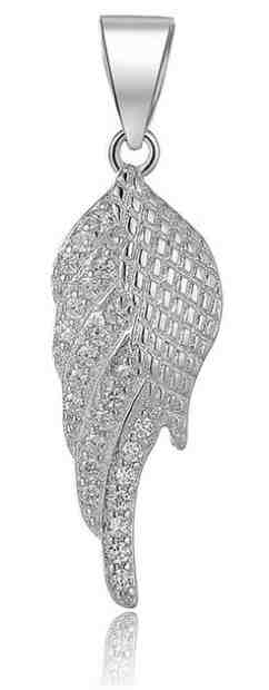 Beneto Stříbrný přívěsek se zirkony Andělské křídlo AGH594 + 2 měsíce na vrácení zboží