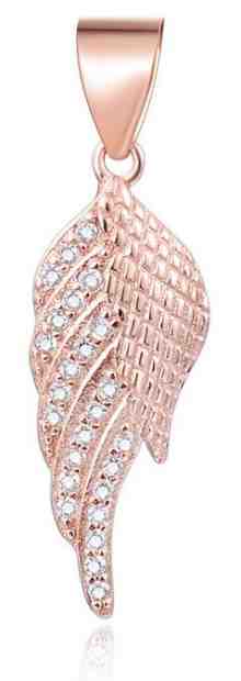 Beneto Pozlacený přívěsek se zirkony Andělské křídlo AGH594-ROSE + 2 měsíce na vrácení zboží