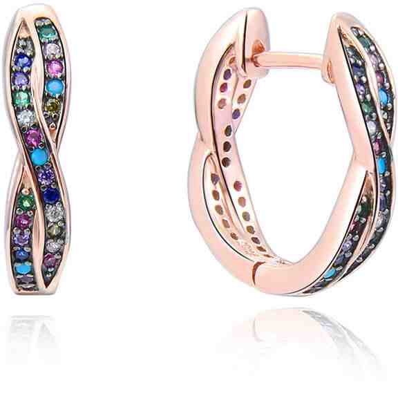 Beneto Krásné pozlacené náušnice ze stříbra se zirkony AGUC2252-ROSE + 2 měsíce na vrácení zboží