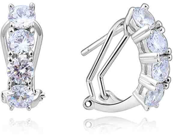 Beneto Stylové stříbrné náušnice s čirými zirkony AGUC2250 + 2 měsíce na vrácení zboží