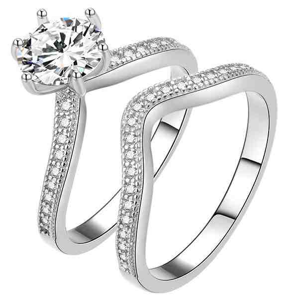 Beneto Dvojitý třpytivý prsten se zirkony AGG385 50 mm + 2 měsíce na vrácení zboží