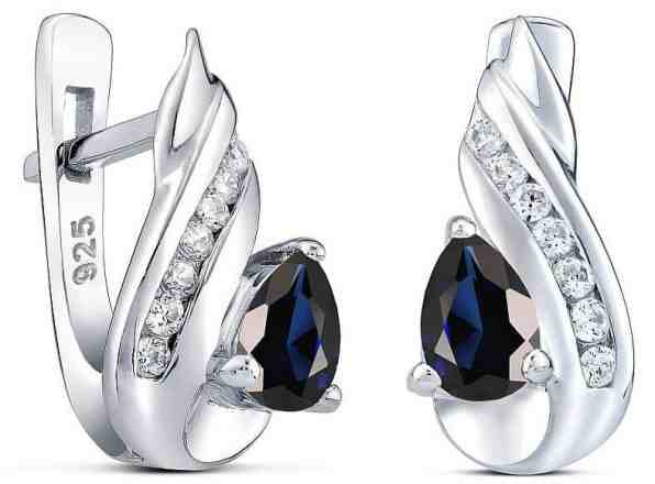 Silvego Stříbrné náušnice se syntetickým safírem Valeria QRE04S + 2 měsíce na vrácení zboží