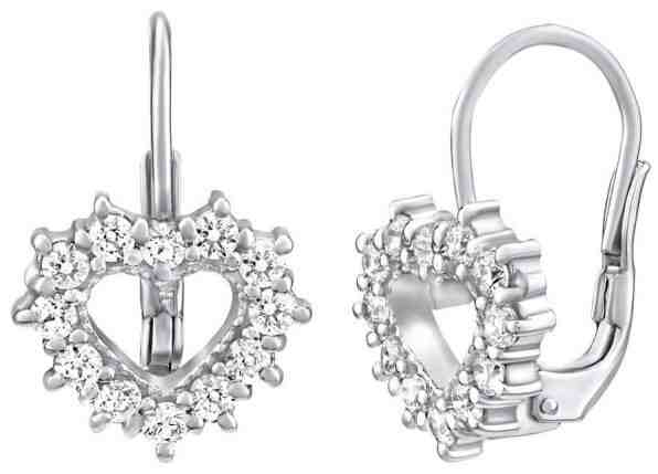Silvego Stříbrné náušnice srdce se Swarovski Zirconia SILVEGO31969S + 2 měsíce na vrácení zboží