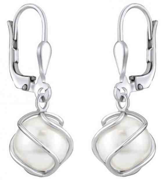 Silvego Elegantní visací náušnice se Swarovski® Perlou SILVEGOBP31644 + 2 měsíce na vrácení zboží