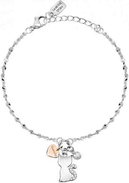 La Petite Story Něžný řetízkový náramek Kočka a srdce LPS05ASF19 + 2 měsíce na vrácení zboží