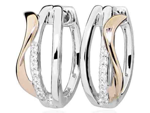 JVD Stylové bicolor náušnice se zirkony SVLE0680XH8BK00 + 2 měsíce na vrácení zboží