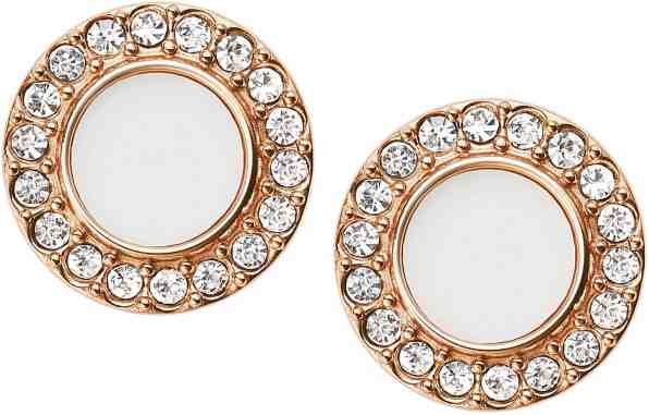 Fossil Třpytivé bronzové náušnice s krystaly a perletí JF02659791 + 2 měsíce na vrácení zboží