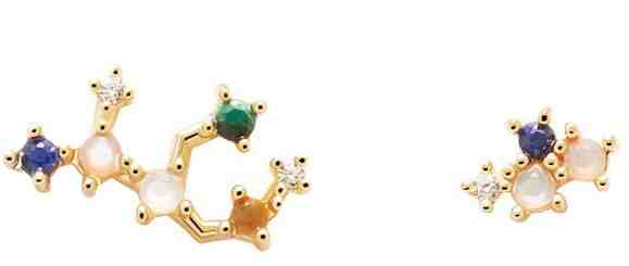 PDPAOLA Něžné pozlacené náušnice ze stříbra Panna VIRGO AR01-409-U + 2 měsíce na vrácení zboží