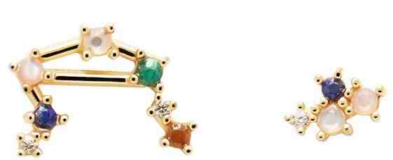 PDPAOLA Něžné pozlacené náušnice ze stříbra Váhy LIBRA AR01-410-U + 2 měsíce na vrácení zboží