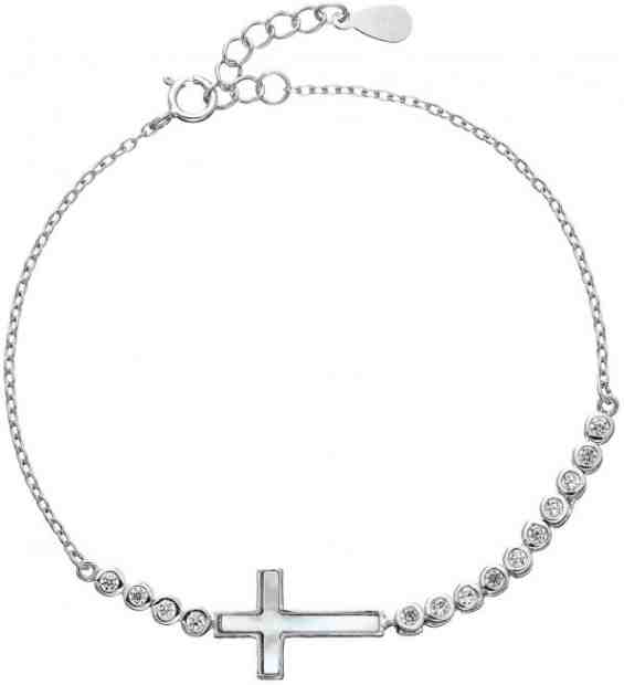 Evolution Group Něžný stříbrný náramek se zirkony Křížek 13016.1 + 2 měsíce na vrácení zboží
