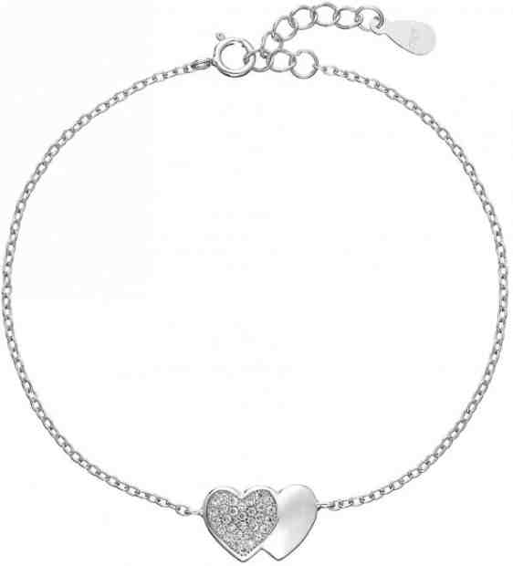 Evolution Group Romantický stříbrný náramek Spojená srdce se zirkony 13010.1 + 2 měsíce na vrácení zboží