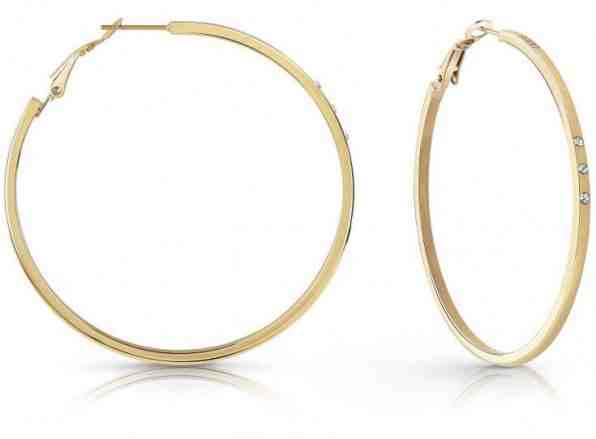 Guess Pozlacené kruhové náušnice s krystaly Round&Round UBE78079 + 2 měsíce na vrácení zboží