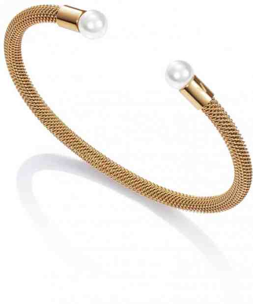 Viceroy Pozlacený otevřený náramek s perlami Chic 75047P01012 + 2 měsíce na vrácení zboží