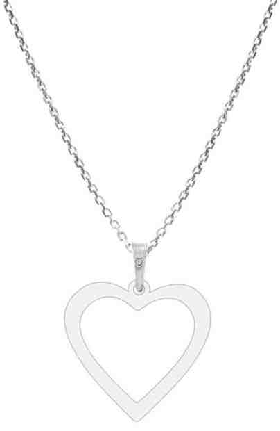 Praqia Originální stříbrný náhrdelník Heart KO1216_MO040_45_RH (řetízek, přívěsek) + 2 měsíce na vrácení zboží