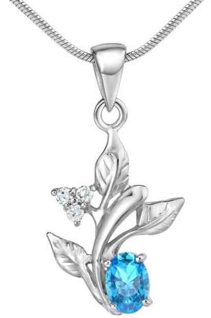 Silvego Stříbrný přívěsek SILVEGO NATURE s pravým přírodním topazem Swarovski Gemstone JJJP799TB + 2 měsíce na vrácení zboží