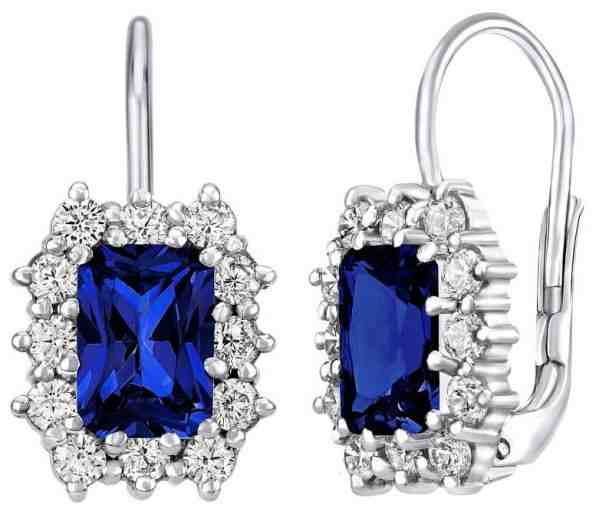 Silvego Stříbrné náušnice s tmavě modrým safírem SILVEGOB31757DB + 2 měsíce na vrácení zboží