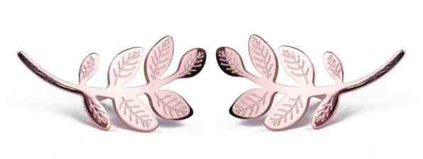 Vuch Podélné bronzové náušnice Leaves Rose Gold + 2 měsíce na vrácení zboží