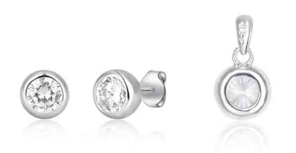 JVD Stříbrná sada šperků se zirkony SVLS0030SH2BI00 (přívěsek, náušnice) + 2 měsíce na vrácení zboží