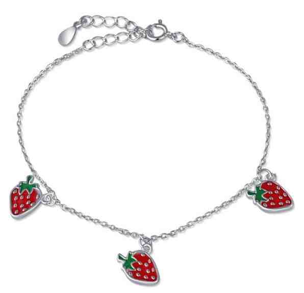 JVD Stříbrný náramek s přívěsky jahůdek SVLB0393SH2JA16 + 2 měsíce na vrácení zboží