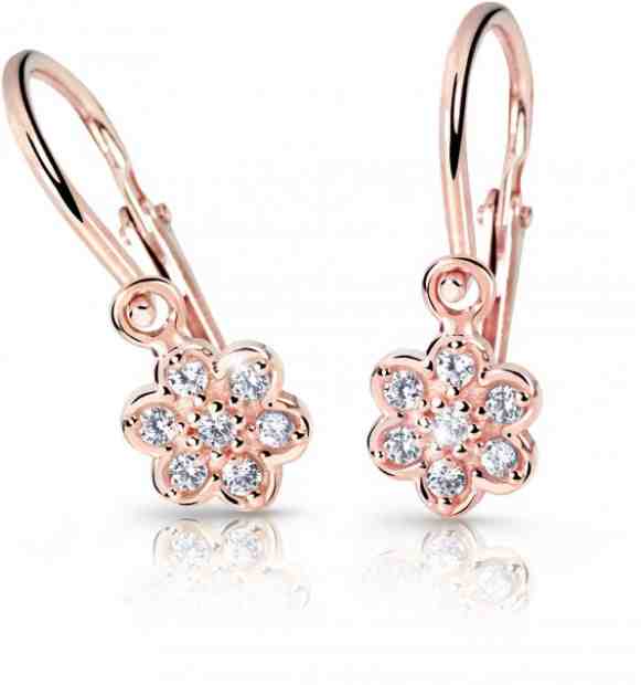 Cutie Jewellery Dětské náušnice z růžového zlata C2746-10-X-4 bílá + 2 měsíce na vrácení zboží