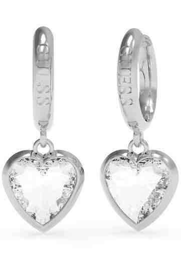 Guess Ocelové kruhové náušnice se srdíčky From Guess With Love UBE70028 + 2 měsíce na vrácení zboží