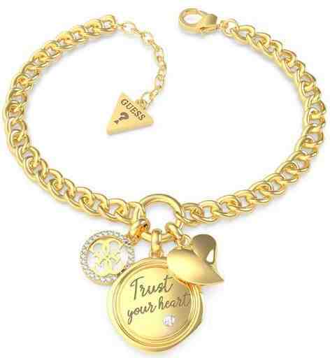 Guess Módní pozlacený náramek se třemi přívěsky UBB70048-S + 2 měsíce na vrácení zboží