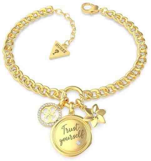 Guess Módní pozlacený náramek se třemi přívěsky UBB70052-S + 2 měsíce na vrácení zboží