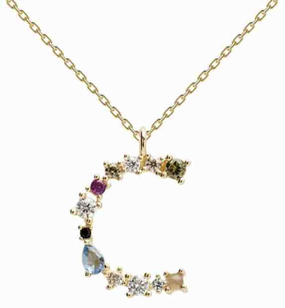 PDPAOLA Pozlacený náhrdelník ze stříbra písmeno "C" se zirkony CO01-098-U (řetízek, přívěsek) + 2 měsíce na vrácení zboží