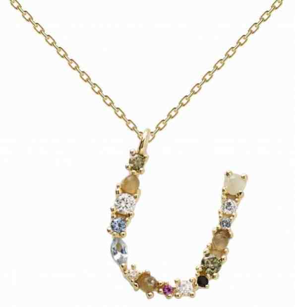 PDPAOLA Pozlacený náhrdelník ze stříbra písmeno "U" se zirkony CO01-116-U (řetízek, přívěsek) + 2 měsíce na vrácení zboží