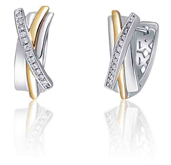 JVD Stylové bicolor náušnice se zirkony SVLE0907XH2BK00 + 2 měsíce na vrácení zboží