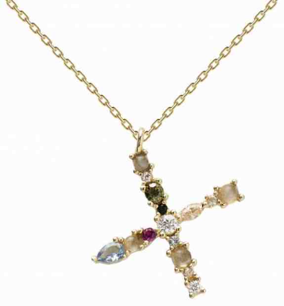 PDPAOLA Pozlacený náhrdelník ze stříbra písmeno "X" se zirkony CO01-119-U (řetízek, přívěsek) + 2 měsíce na vrácení zboží