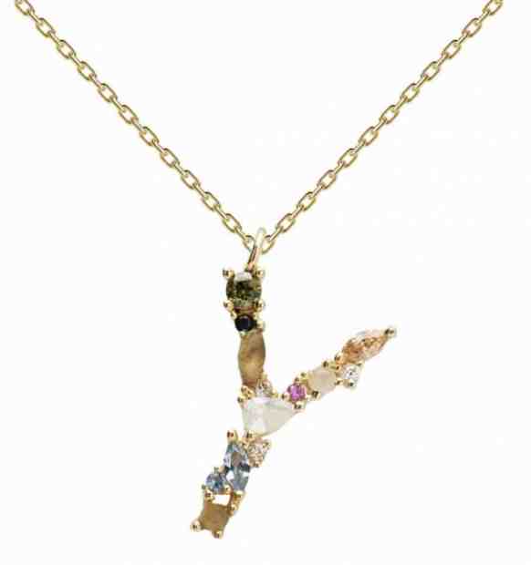 PDPAOLA Pozlacený náhrdelník ze stříbra písmeno "Y" se zirkony CO01-120-U (řetízek, přívěsek) + 2 měsíce na vrácení zboží