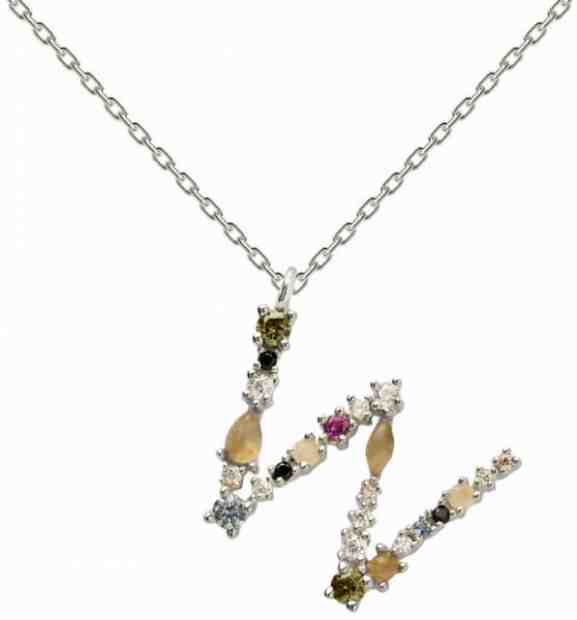 PDPAOLA Stříbrný náhrdelník písmeno "W" se zirkony CO02-118-U (řetízek, přívěsek) + 2 měsíce na vrácení zboží