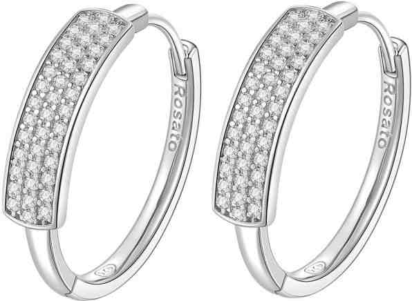 Rosato Elegantní stříbrné náušnice kruhy se zirkony Futura RZFU21 + 2 měsíce na vrácení zboží