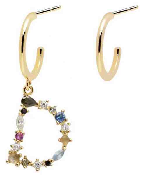 PDPAOLA Pozlacené asymetrické náušnice písmeno "D" AR01-254-U + 2 měsíce na vrácení zboží