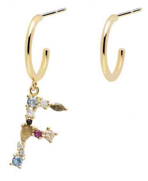 PDPAOLA Pozlacené asymetrické náušnice písmeno "F" AR01-256-U + 2 měsíce na vrácení zboží