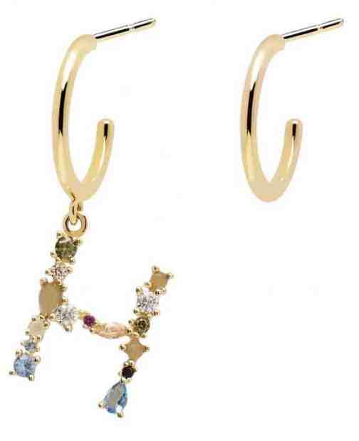 PDPAOLA Pozlacené asymetrické náušnice písmeno "H" AR01-258-U + 2 měsíce na vrácení zboží