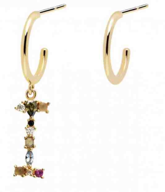 PDPAOLA Pozlacené asymetrické náušnice písmeno "I" AR01-259-U + 2 měsíce na vrácení zboží