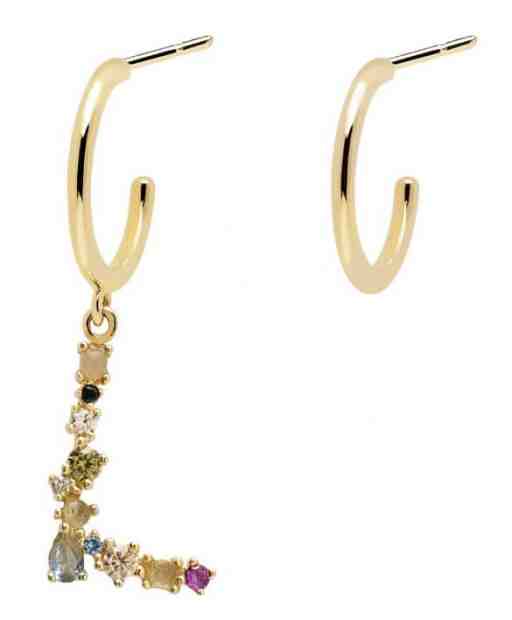 PDPAOLA Pozlacené asymetrické náušnice písmeno "L" AR01-262-U + 2 měsíce na vrácení zboží